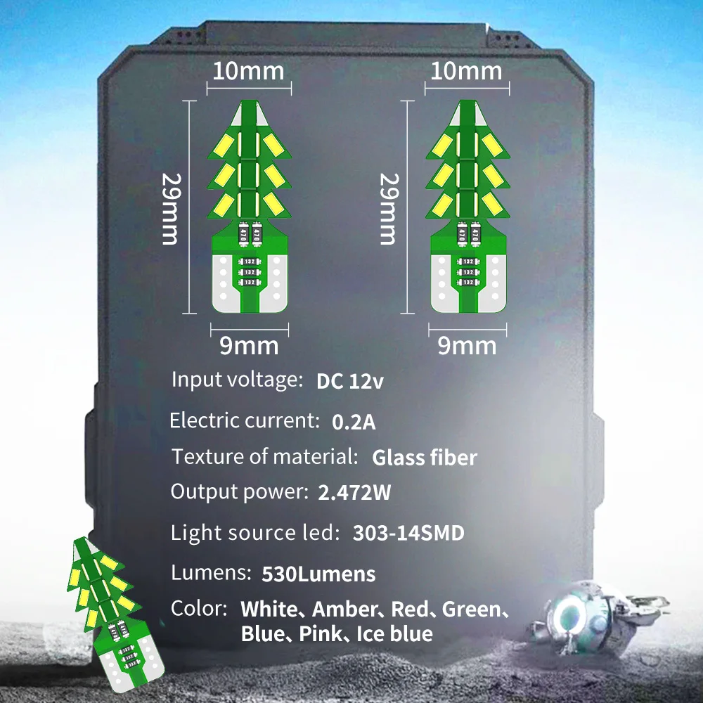 ڵ   ȣ ,  Ʈ, , ũ Ʈ LED , ĵ W5W T10, 3014 12V, 10 