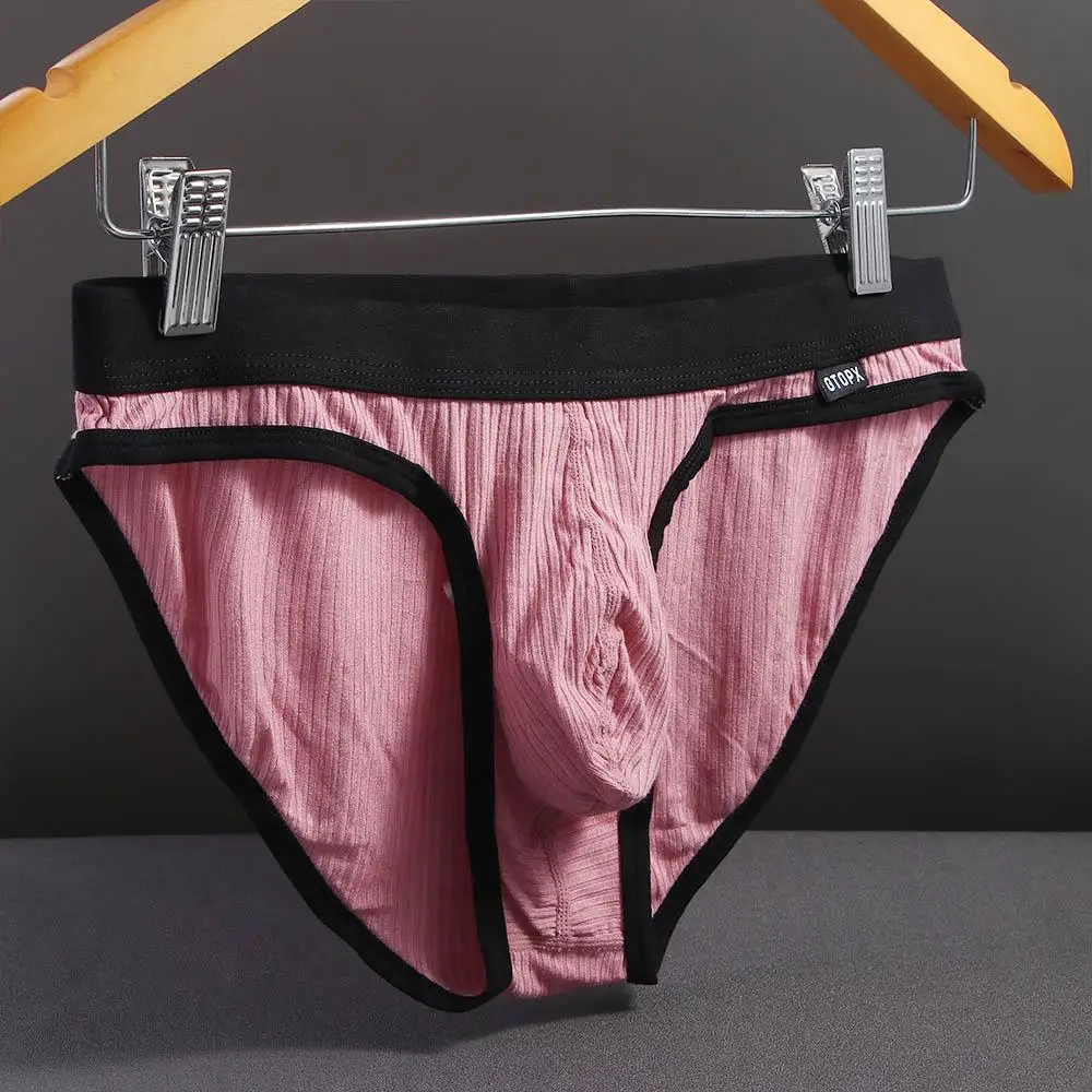 

Simple Soft Low-waist Underwear Modal Letter U Convex Men Thong Screw Thread Panties Sexy Briefs