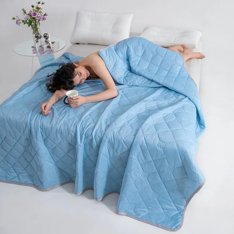 2025 silk ice cream summer quilt solid color printing air conditioner machine washable water washable