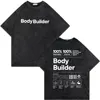 Vintage Washed Old Skeleton Gym Pump Cover T-shirts Male Oversized T Shirt Men Women Funny Fitness Workout Bodybuilding Tshirt 3