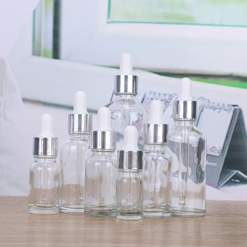 5ml-100ml glass dropper bottle clear cosmetic refillable bottles Aromatherapy Liquid Essential Oil pipette sample empty bottle