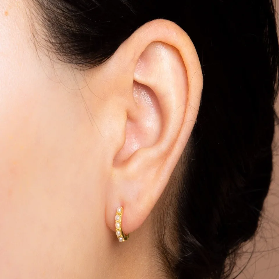 Orecchini A Cerchio Con Perla Per Cartilagine In Acciaio Inox 25 Mm - Orecchini Pendenti Ipoallergenici Per Donna, Regalo Fai Da Te