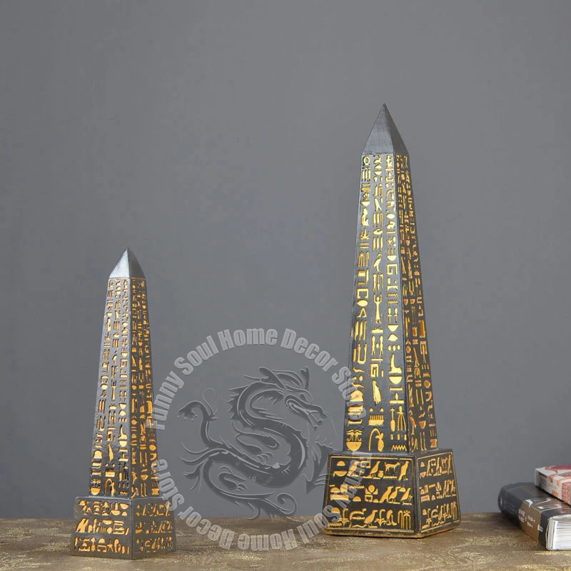 Egyptian Pharaoh Obelisk Resin Sculpture Model Ancient Pyramid Travel Souvenir Home Decor Artifact 20cm/32cm Desk Decor Gift - Image 2