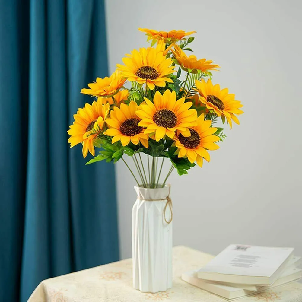 

Durable Artificial Sunflower Fake Flower Bouquet Christmas Daisies Garden Wedding Party Decor Home Decorations