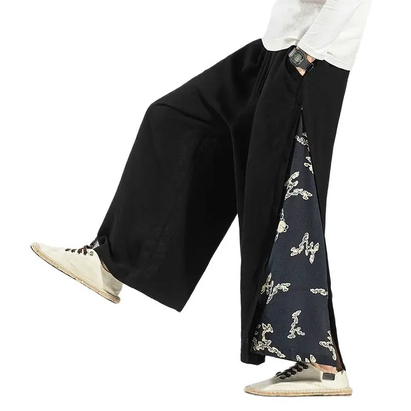 

Oversized Pants Men’s Casual Harem Pants Streetwear Cotton Linen Trousers Male Wide Leg Pants Belt Harajuku Men Sweatpants 5XL