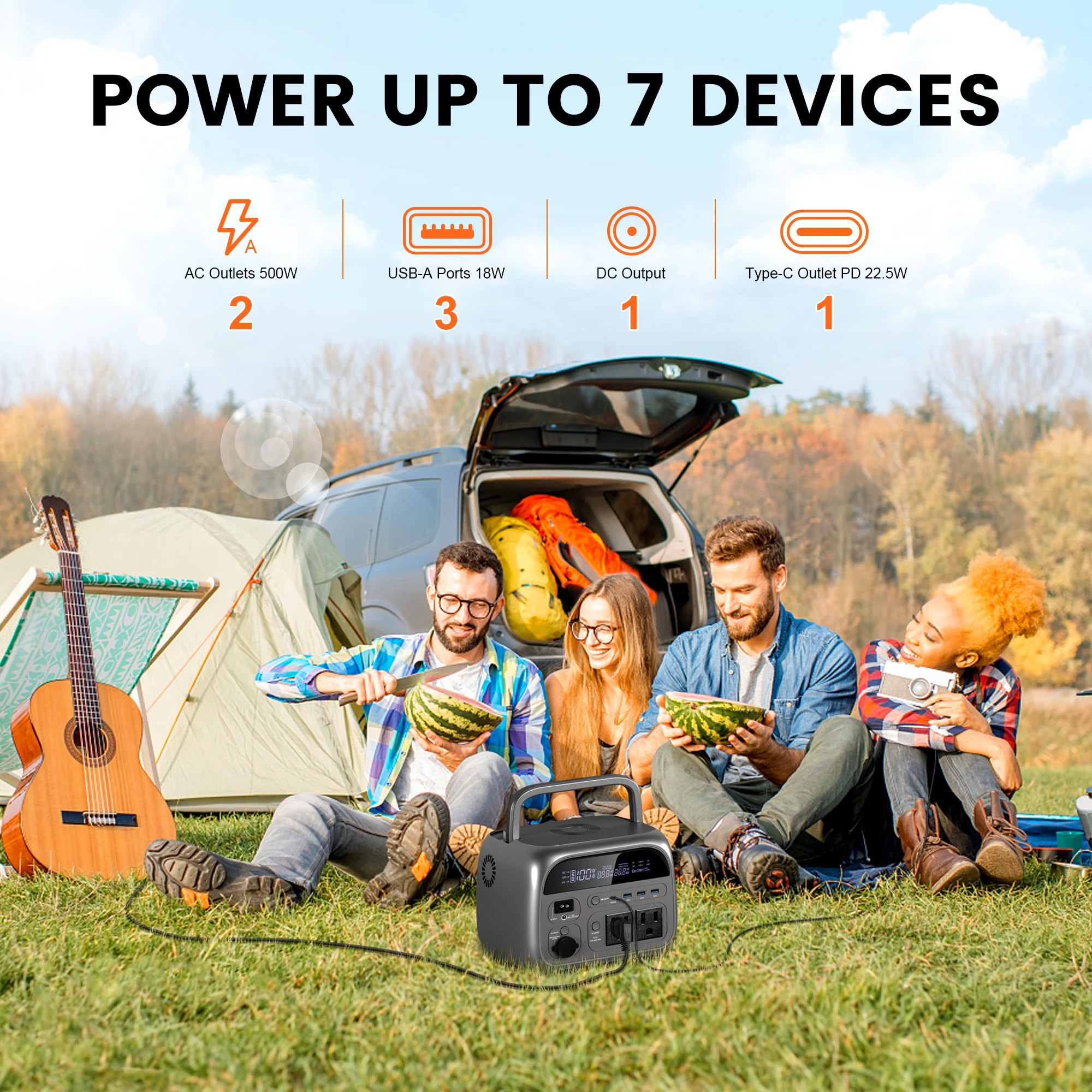 500W Portable Power Station 230WH Camping Lifepo4 Battery 110V Outlets Power Bank UPS Function Energy Storage for Outdoor Home 5