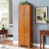 4 Tier Farmhouse Storage Cabinet with 8 Doors & 4 Shelves, 72" H Kitchen Pantry Cabinet Freestanding Floor Cabinet, Wooden Organ 1