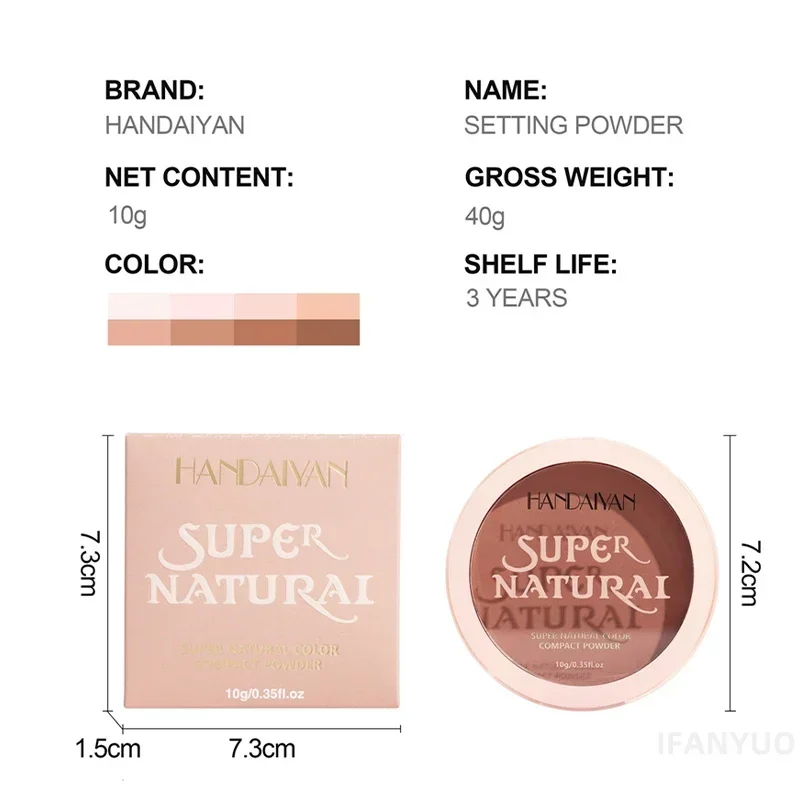 Pressed Powder Foundation 8 Colors Loose Powder Oil Control Waterproof Mineral Face Long Lasting Makeup