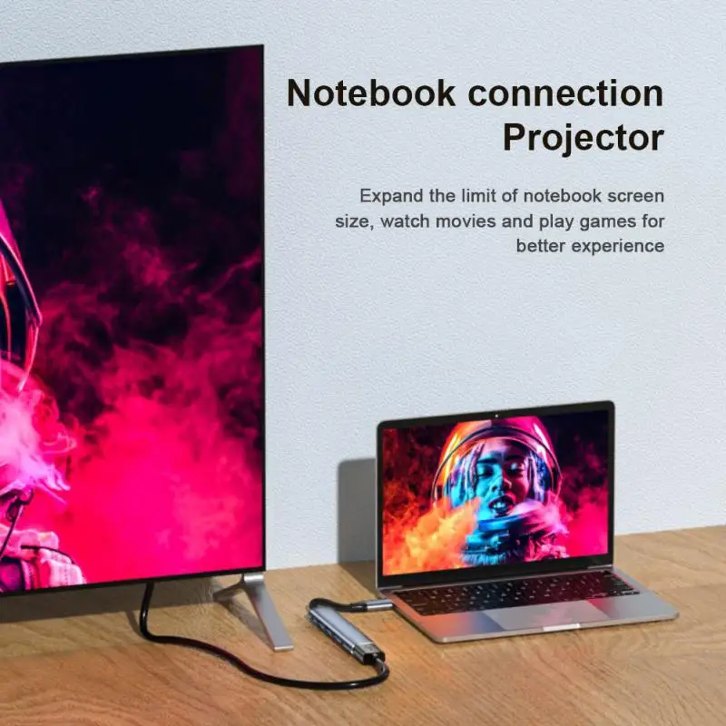 확장 도크 C타입 컨버터 알루미늄 합금 다기능 C타입, HDMI 호환, usb3.1, vga C타입 허브, Usb-c Pd 100W