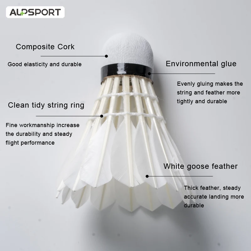 ALP 808 12Pcs/Tube White Duck Feather Durable Badminton Shuttlecock 6