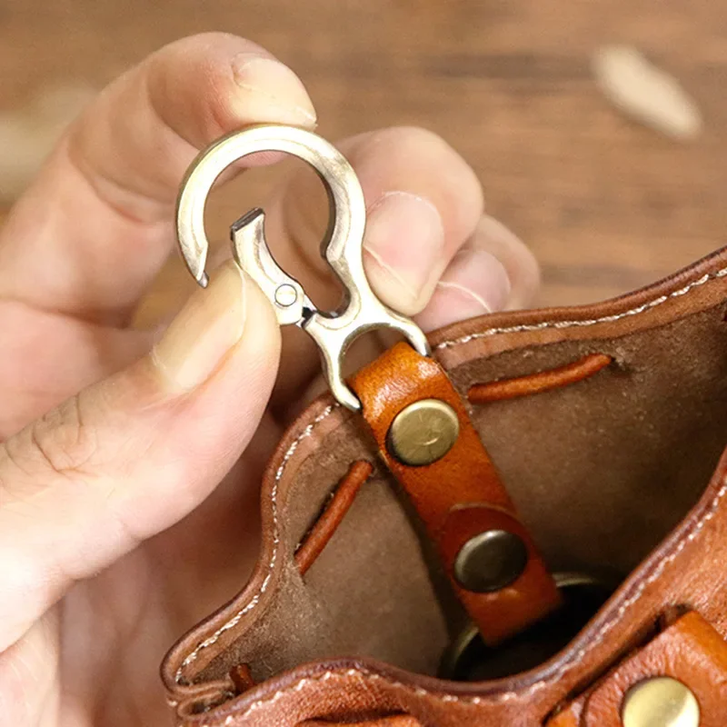 Original Leather Men Coin Purse Drawstring Design Vintage Leather Pocket for Cigarette Shreds Waist Hanging Key Organizer Wallet key organizer