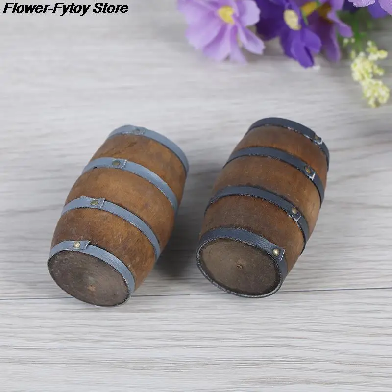 1:12 Scale Mini Dollhouse Wooden Red Wine Barrel Miniature Beer Barrel Beer Cask Beer Keg for Dolls House Decoration Accessories 6
