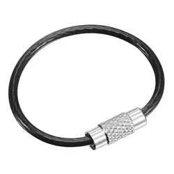 Durable PVC Coated Steel Wire Keychain Rings - Versatile Luggage Tag Loops & Handy Clips (5-10 Pack) - 100pcs (Black)