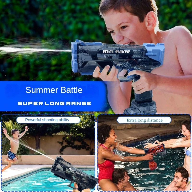 Children Continuous Firing Electric Water Gun Toys Kids Transparent Bursts High-pressure Strong Automatic Water Spray Guns Gifts 6