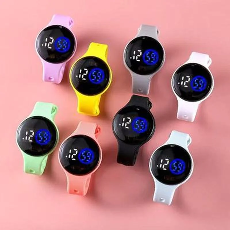 

Children's Electronic Digital LED Display Watch Girls Boys Cute Wrist Round Plastic Waterproof Wrist Watch chirstmas Gift