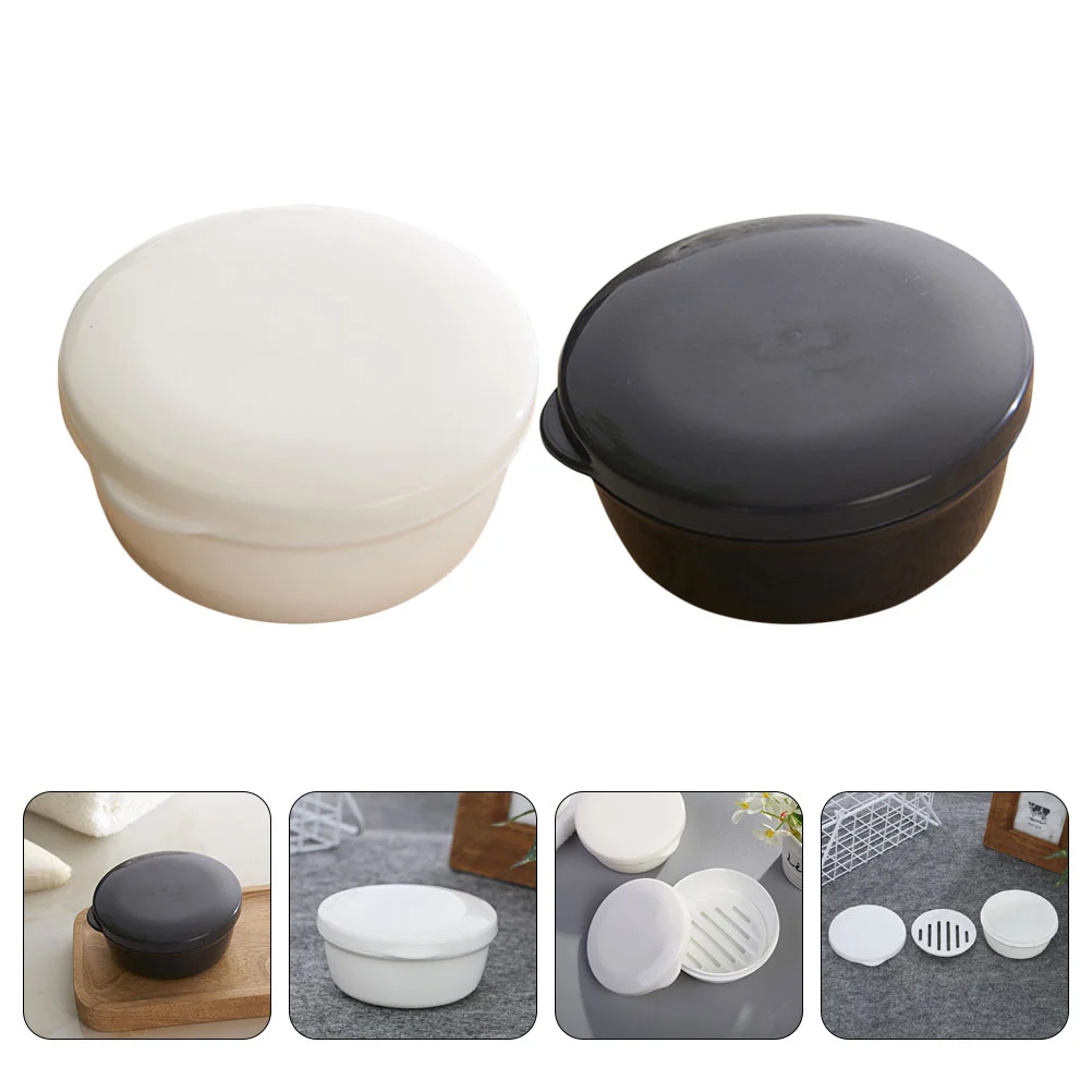 

Minkissy Soap Box Soap Holder 2 Pcs Travel Soap Container Round Soap Protectors Saver Dish Portable Soap Case Lid Home