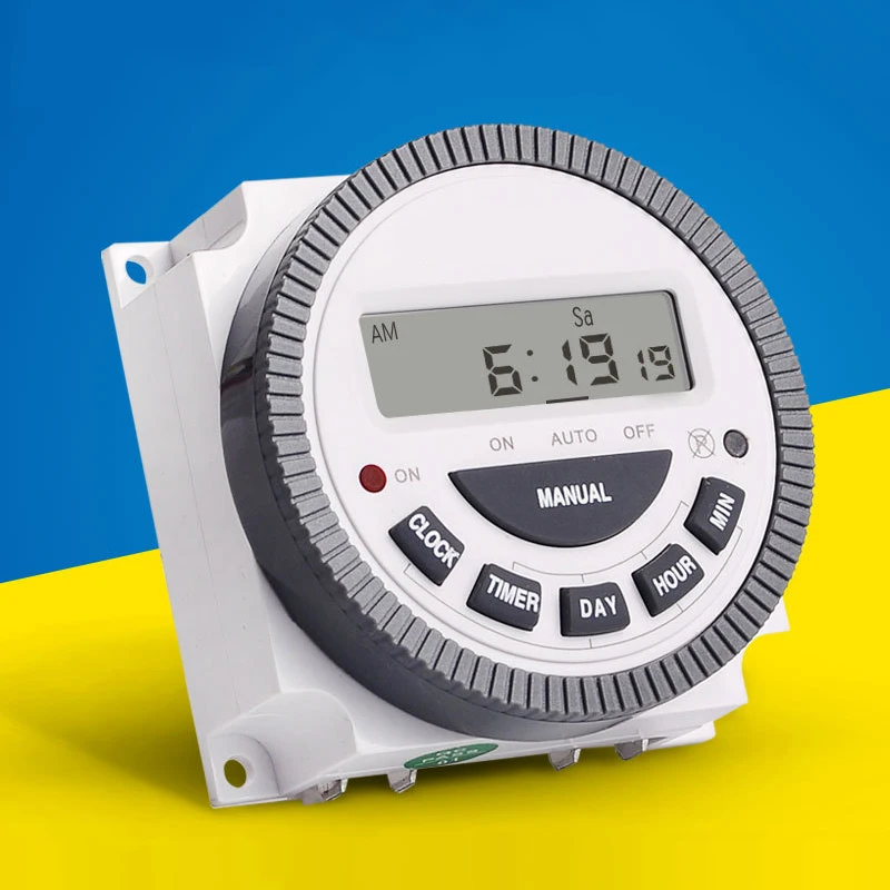 

230Vac 7 Weekly Programmable Digital Timer Lighting Switch Output 220V Inside Battery with Dustproof Cover