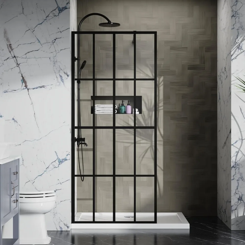 Shower door  -  Transparent frame shower screen with walk-in black finish makes bathing experience easy and strong construction 4