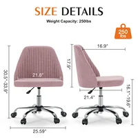 JHK Armless Small Desk Office Chair Cute Vanity Swivel Chair with Back Modern Fabric with Wheels Swivel Task Home Gaming Chair 2