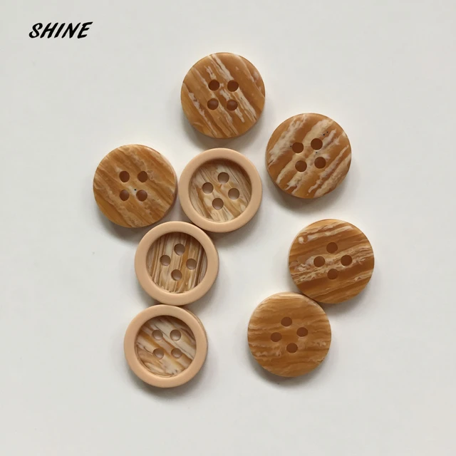 Sexy Sparkles 50 PCs Brown Wood Sewing Buttons Scrapbooking 4 Holes Round  3cm(1 1/8inch ) Dia.