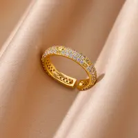 Zircon Geometric Heart Rings For Women Stainless Steel Gold Color Wedding Ring Luxury Aesthetic Jewlery Couple Gift 2025 5