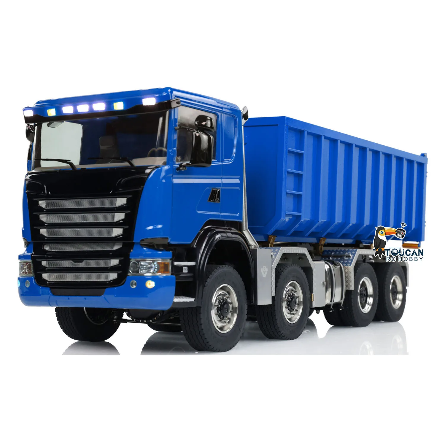1:14 8x8 RC Hydraulic Dumper Car Metal Roll-on Full Dump Truck High Bucket Sound Light Finished Toy Tipper Vehicle Model TH23920 4