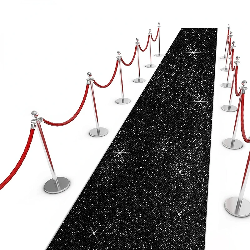 Sparkling Elegant Wedding Aisle Carpet, Non Slip Wedding Sparkling Personalized Black Carpet, Ceremony Party Stage Carpet