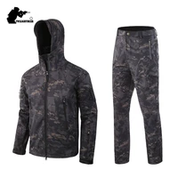 Outdoor Camoflage SoftShell Men's Suits 5XL Oversized Waterproof Fleece Clothes Set Men Clothing Camping Hunting Suit A2F051 1
