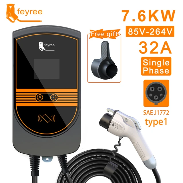 Fey123-Chargeur EV Portable pour Véhicule Électrique, 32A, 7KW, 1Phase,  Version Andrea Bluetooth, 11KW, 16A, Câble Triphasé, 5m, Prise CEE -  AliExpress