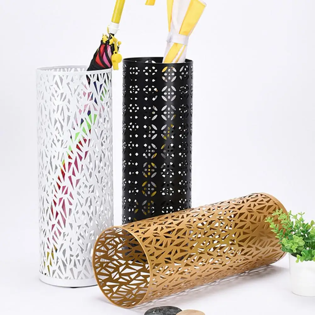 Umbrella Stand Rack Rustproof Corrosion Resistant Entrance Umbrella Holder Metal Hollowed Round Organizer Bin umbrella holder umbrella storage rack umbrella base umbrella hooks umbrella bag umbrella replacement parts mobile phone holder stand umbrella bracket detachable umbrella