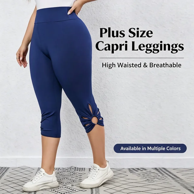 Women's plus Size Stretch Leggings Summer Elastic Waist Seamless Casual Capri Pants Short Length Essential Leggins for Mujer 4