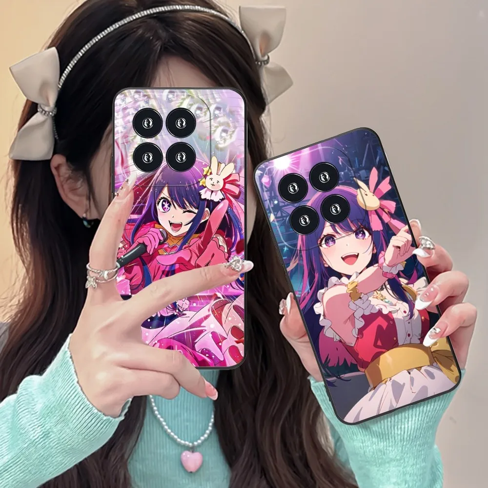 Anime Ai Hoshino Cute Phone Case For Xiaomi 14 13 12 11 10 9 T Ultra Lite Pro S Se X 5G Black Soft Phone Cover Funda