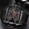 Fashion Big Dial Men's Quartz Watch Casual Leather Band Male Sports Watches 3