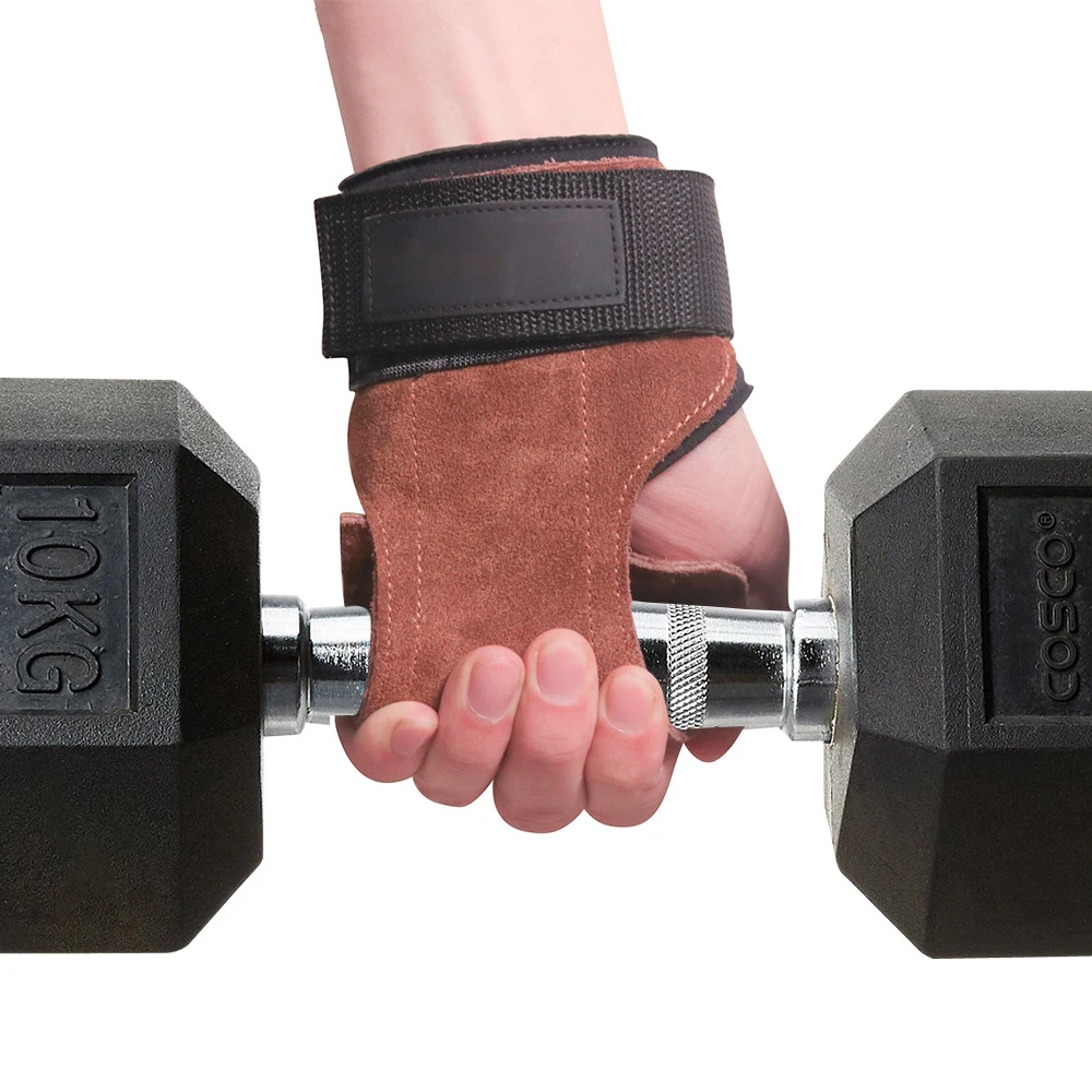 Description Picture 4 of itemWeight Lifting Training Gloves Palm Protector Leather Wrist Straps For Deadlifts Powerlifting Crossfit Fitness Gymnastics Grips