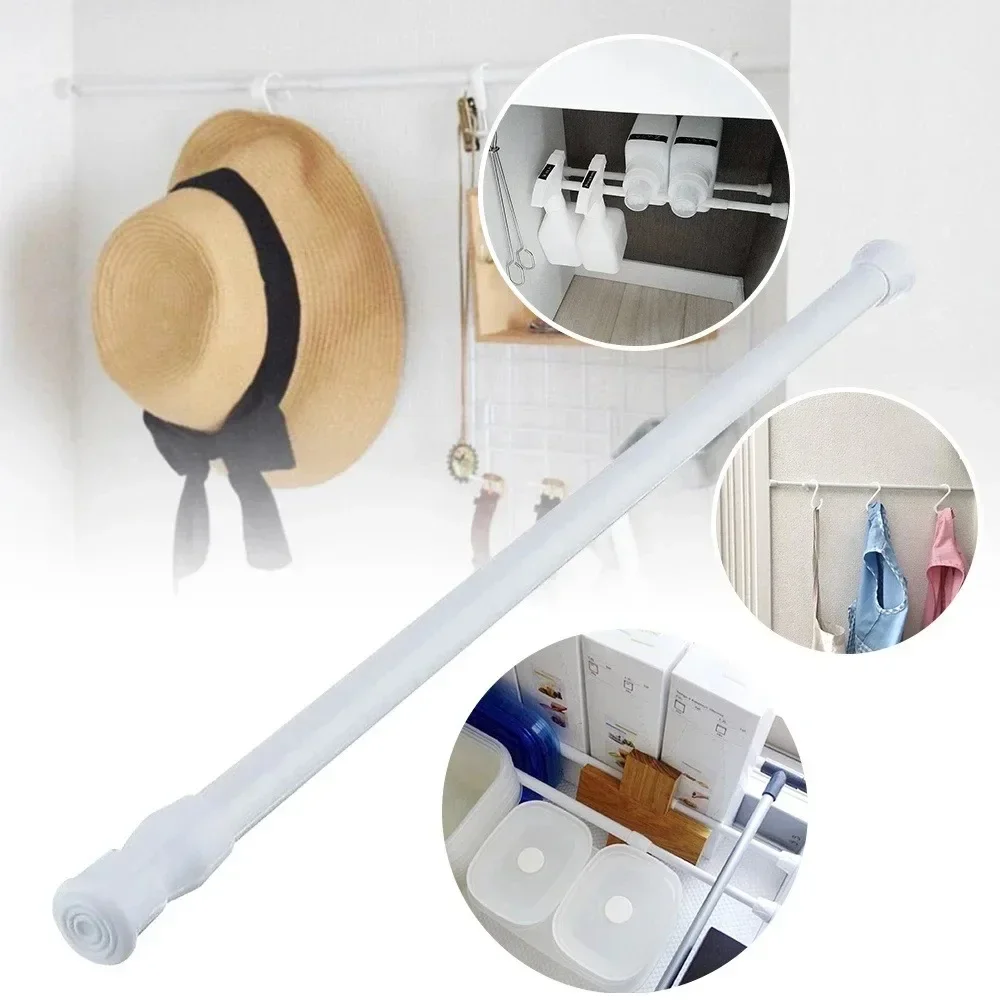 Multi Purpose Spring Loaded Extendable Sticks Useful Telescopic Net Voile Tension Curtain Rail Pole Bathroom Product Adjustable