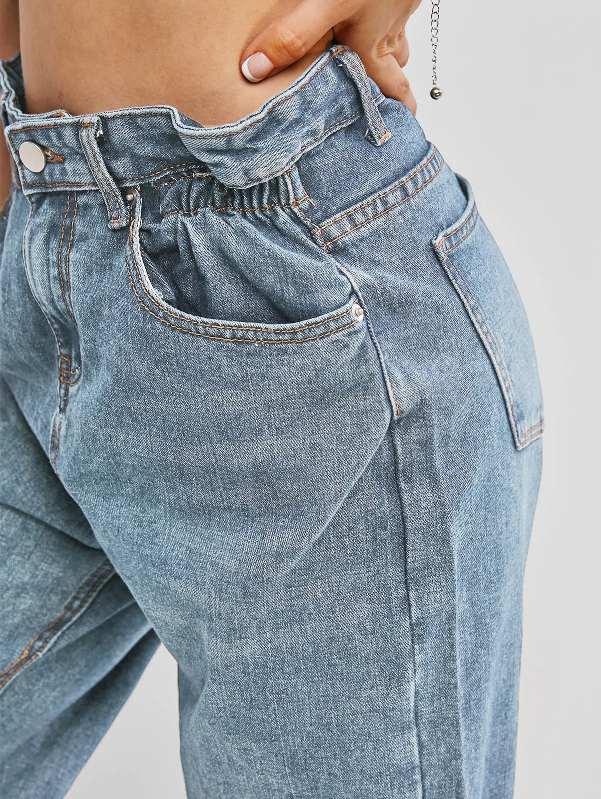 ZAFUL Pockets Bleach Wash Paperbag Jeans Women High Waisted Loose Demin  Pants Y2K Fashion Bottoms Cargo Pants Women - AliExpress