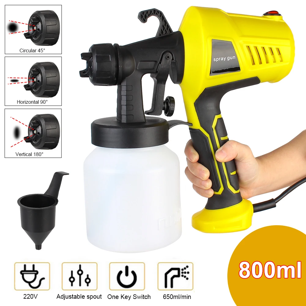 

EU Plug Protable Spray Gun With Paint Pot Electric Spray Gun Flow Control Airbrush 500W Household Paint Sprayer Easy Spraying