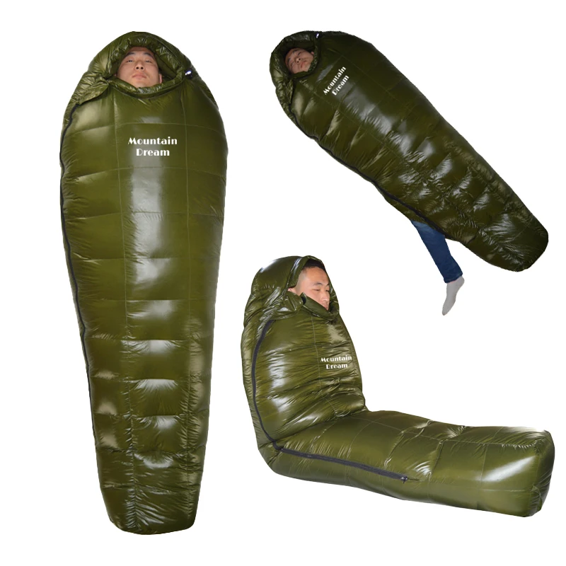 Mummy Checkered Sleeping Bag White Goose Down Filling Suitable for Adults Winter Warm Camping Travel Hiking sleeping bag survival sleeping bag