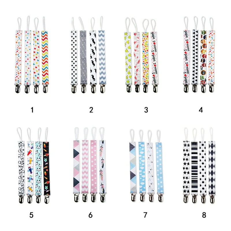 

Pacifier Clips 4 Pack Unique Modern Design Clip Fits Most Pacifiers, Soother Unisex for Boys and Girls Teether Holder