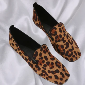 الربيع والخريف جديد مريح جولة رئيس أنيقة عارضة الأحذية أزياء ليوبارد طباعة مقاومة للاهتراء العمل الأحذية المسطحة النسائية 5