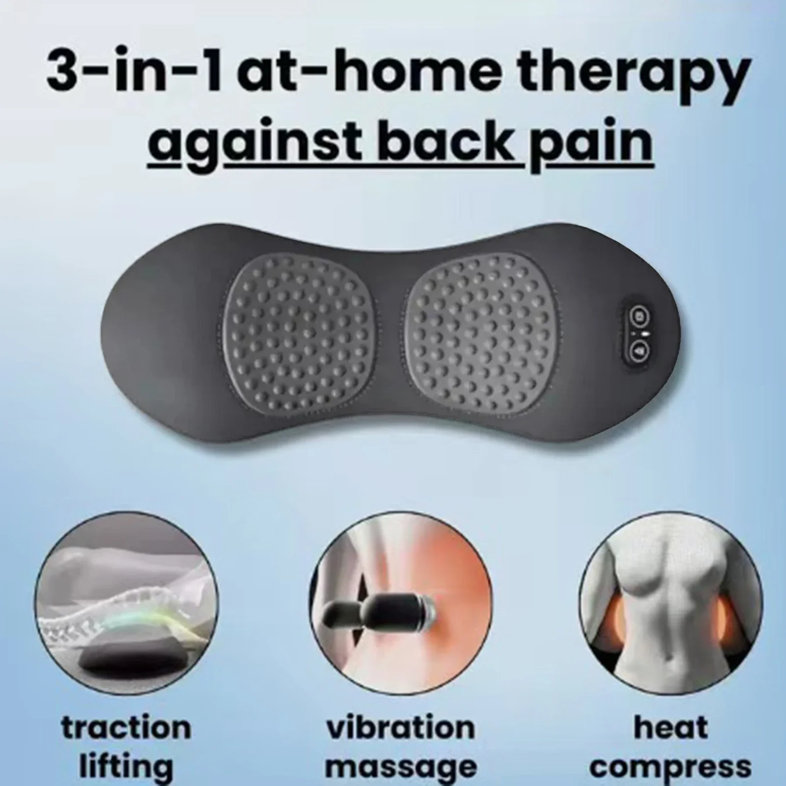 Okayso 3 in 1 Lumbar Support Pillow Adjustable Height Back Massager Waist Pillow with Heat Memory Foam Back Pillow