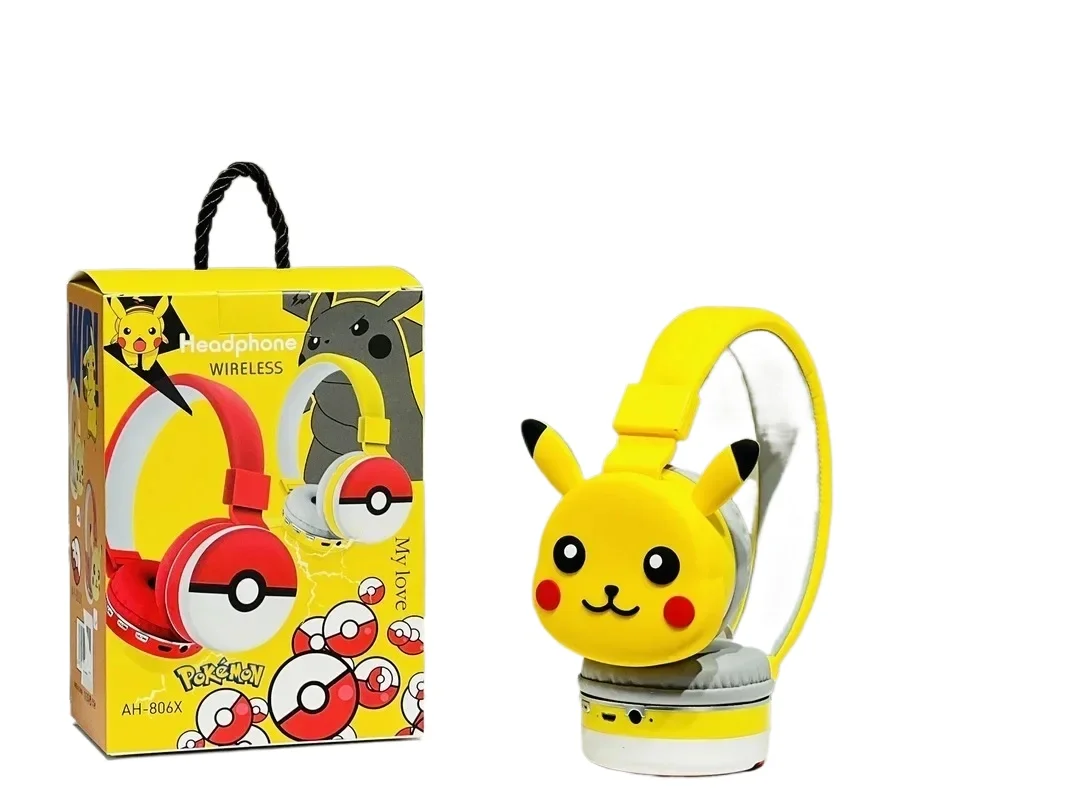 Pocket Monster Pikachu Bluetooth Earphones Wireless Earphones Anime Cartoon High Quality Earphones with Microphone Gift