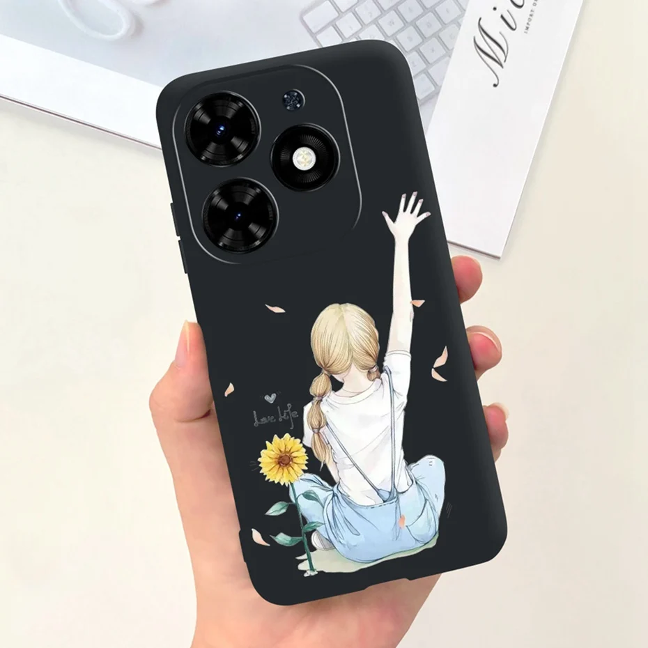 Sunflower Pattern Soft Silicone TPU Jelly Phone Case - Fashionable Protective Bumper Cover