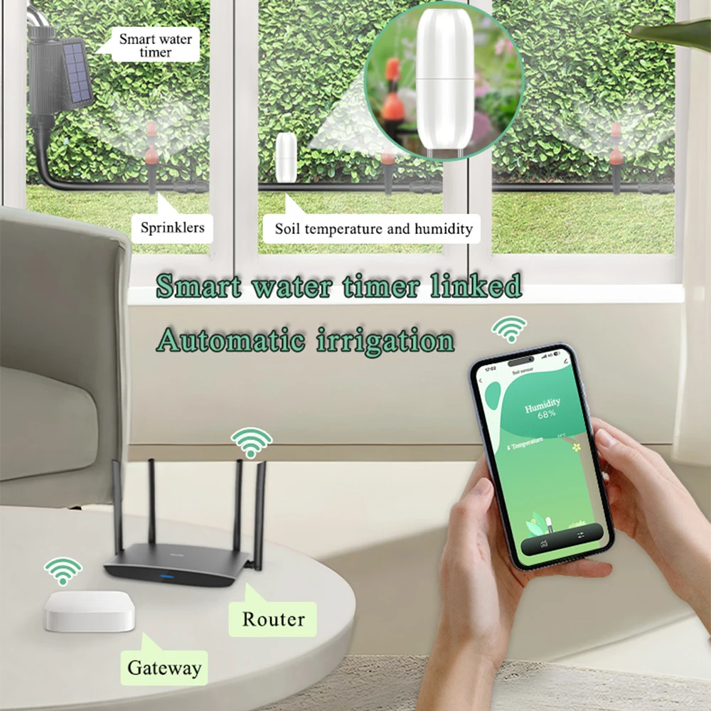 Tuya Zigbee 무선 토양 지능형 온도 습도 테스터 모바일 폰 APP 정원 농지 심기를위한 실시간