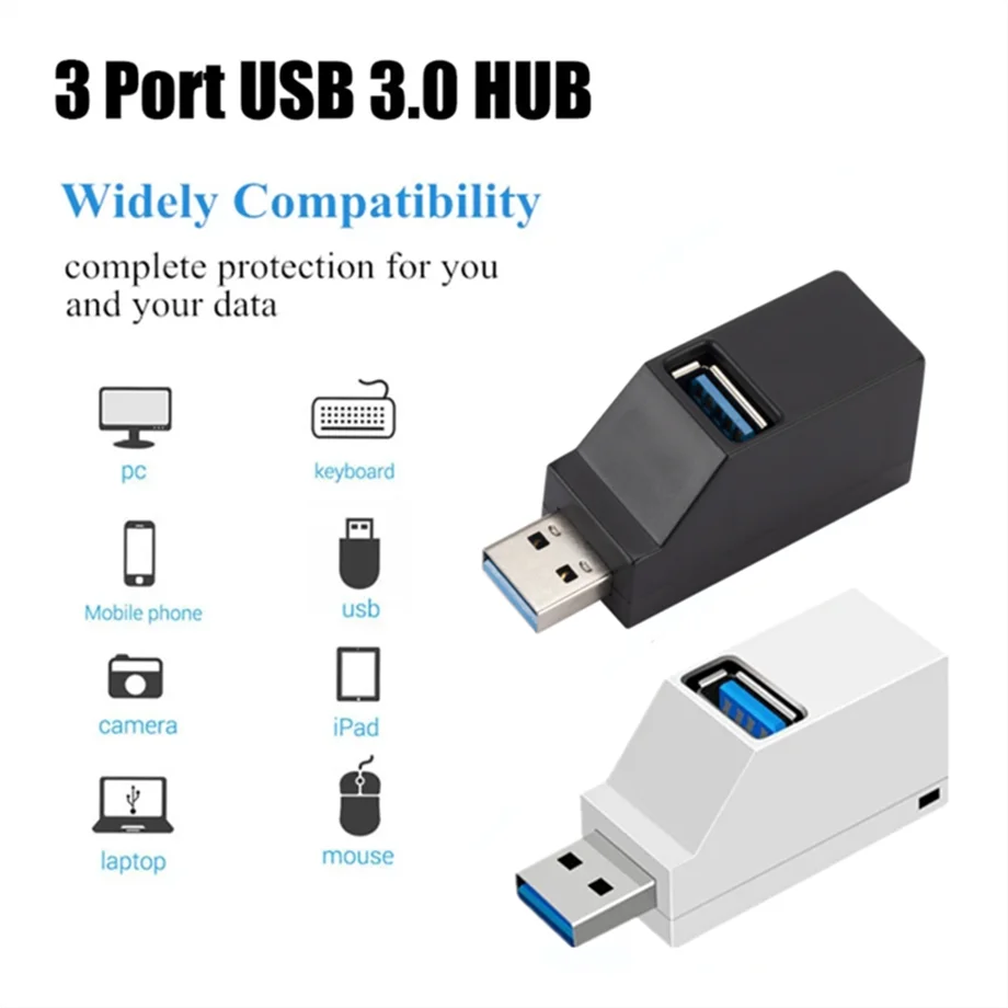 USB Hub USB 3.0 Hub Portable 3 Ports Fast Data Transfer USB Splitter for Computer Laptop Docking Station 2.0 Hub Adapter PC Accessories