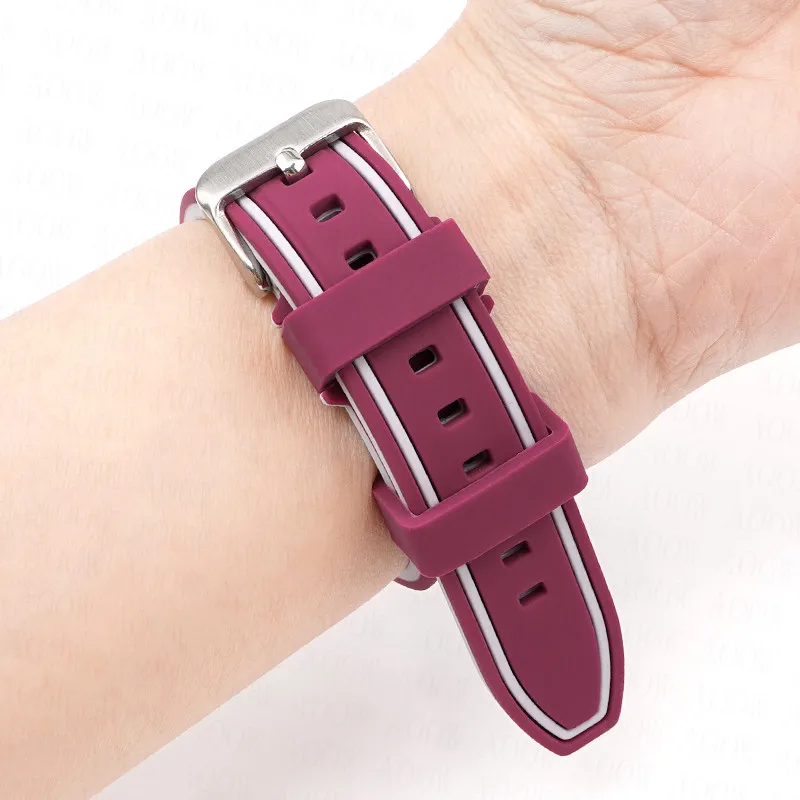 Double Color Sport Silicone Watch Band with Quick Release - 20mm Strap