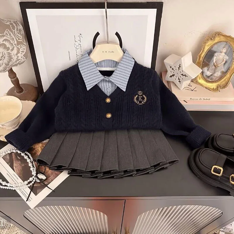 Autumn Kids Sweater Dress Set for Girls