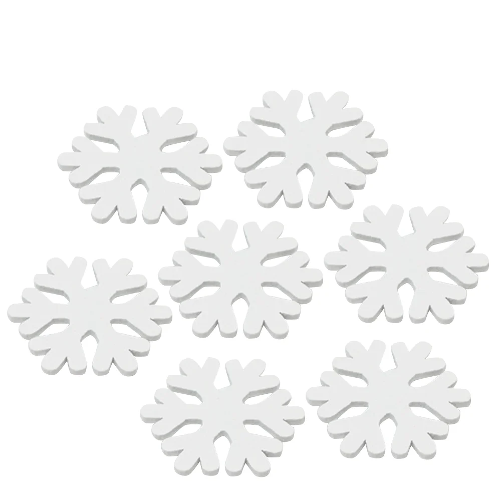 

Wooden Snowflake Cute Christmas Mini Snowflake Wooden White Snow Flake Craft Ornaments for Christmas Decoration Supplies