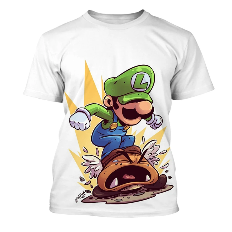 Летние 2022 Детские футболки с рисунком Марио из мультфильма повседневные