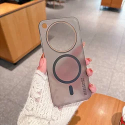 Transparent Magnetic Wireless Charging Protective Case - Hard Shell Back Cover for Find X8S Plus (Black-)